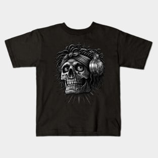 old school skull African hiphop music with Headphone Kids T-Shirt